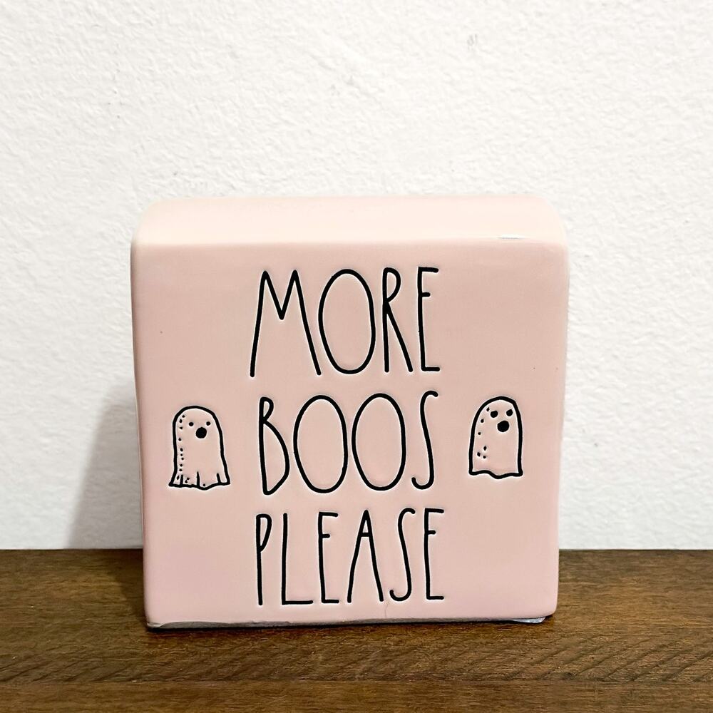 Rae Dunn Pink Halloween Block with Ghosts